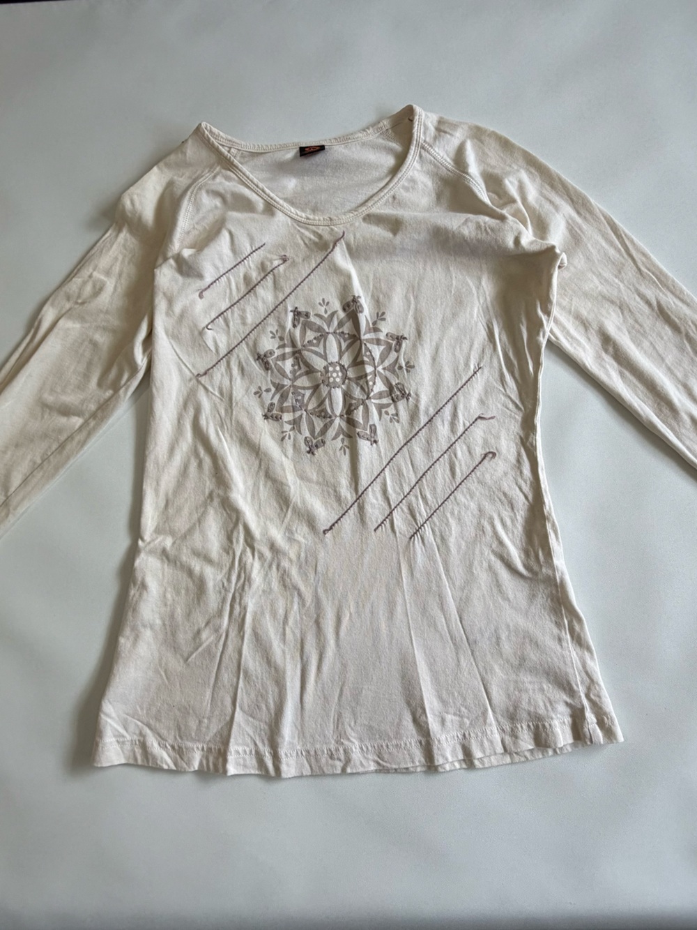 Vintage Y2K Mandala Graphic Long Sleeve Top Size S